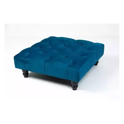 ((Blue)) Chesterfield Upholstered Stool Pouffe 50x50x25cm