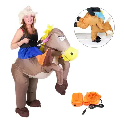 Adult Inflatable Horse Jockey Costume Fancy Dress Outfit Races Night