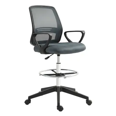 Vinsetto Draughtsman Chair Tall Office Chair with Adjustable Height Grey