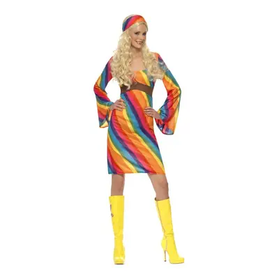 (L, Multicoloured) Smiffys Womens/Ladies Hippie Rainbow Costume Set