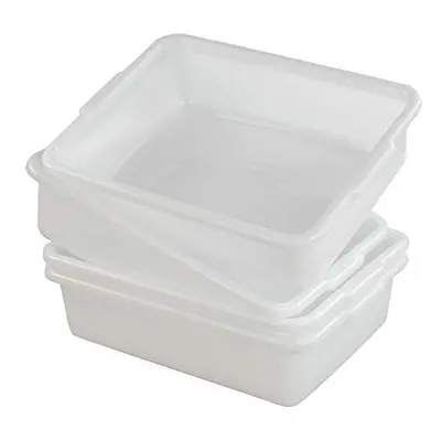 Annkky Pack Shallow Food Storage Tray, White Plastic Rectangular Bowl