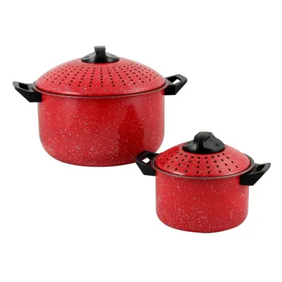 Gibson 109461.04 Casselman Nonstick Pasta Pot Set in Red with Bakelite Handle & Knob Piece