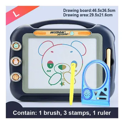 (L blue) Kids Big Size Erasable Magnetic Writing Drawing Painting Board Set Montessori Education