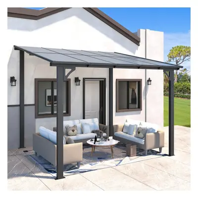 (2.4m x 3m) YODOLLA Aluminium Gazebo Hardtop Lean to Pergola