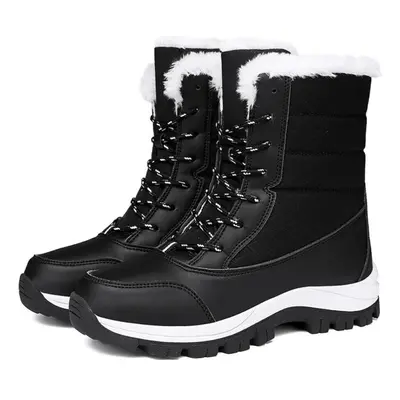 (black, 42) Tuinanle Snow Boots Plush Warm Ankle Boots For Women Winter Shoes Waterproof Boots W