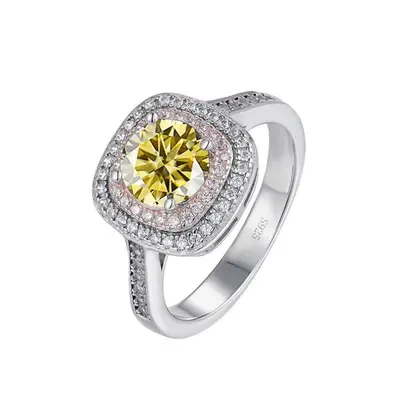 (yellow, 8.5) Bagueringen Carat Moissanite Diamond Ring For Engagement Wedding Women&apos;s S925