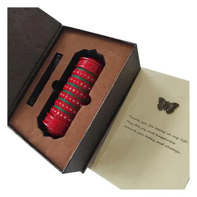 (red, 13.5x5.5x5.5cm) Cryptex Da Vinci Code Mini Cryptex Lock Puzzle Boxes With Hidden Compartme