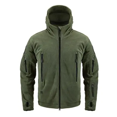 (army green, M) Tactical Fleece Jacket Men Winter Warm Hooded Military Jacket Casual Outdoor Hik