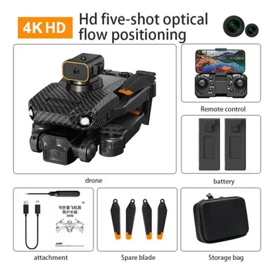 (Carbon4KBag2B) New P8 Pro Drone Obstacle Avoidance 4K ESC Dual HD Camera Wifi Fpv Brushless Mot