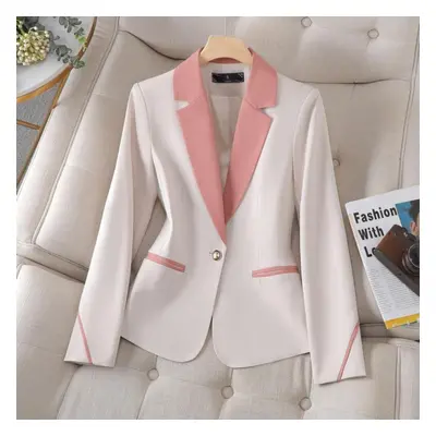 (white, 3XL) Fashion Autumn Ol Blazer Women Lapel Neck Long Sleeve Work Office Suits Casual Eleg