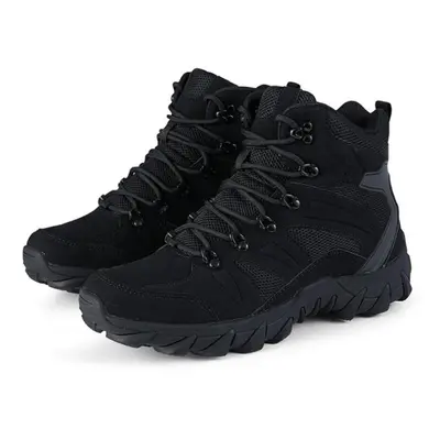 (black, 46) Tuinanle High-top Boots Black Outdoor Non-slip Hiking Shoes Lace-up Platform Ankle B