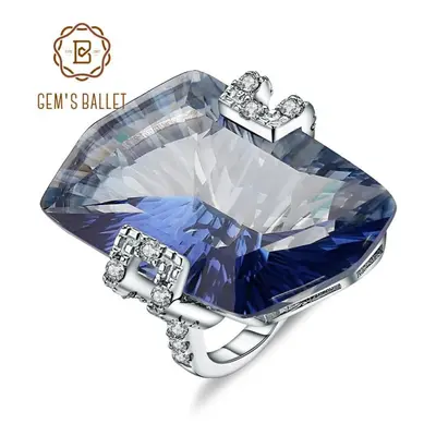 (7) Gb .20ct Natura Iolite Blue Mystic Quartz Gemstone Cocktail Rings Sterling Silver Fine Jewel