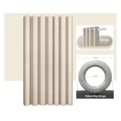 (beige, W200xH200cm) Imitation Linen Shower Curtain With Big Rings Bathroom Waterproof Thick Fab