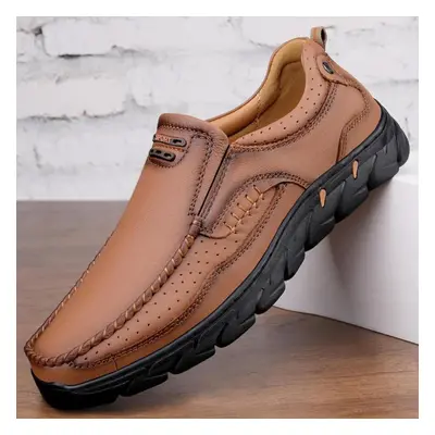 (brown, 41) Men&apos;s Leather Shoes Outdoor Casual Shoes Non-slip Soft-soled Leather Shoes