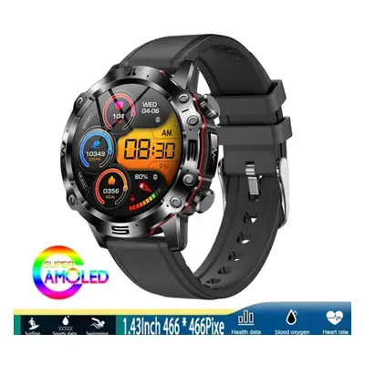 (black, Leather strap) New Healthy Uric Acid Smart Watch Men Ecg+ppg Fitness Tracker Clock Bluet