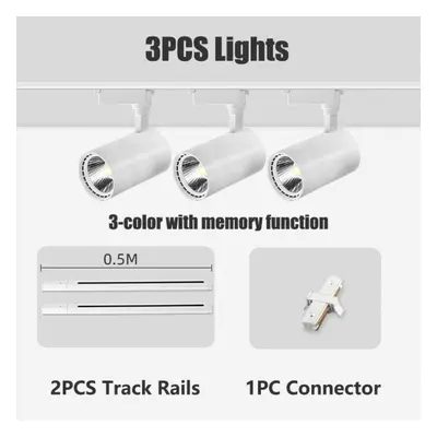 (white, 20W Colors) (3pcs Lamps+1m Rail) Full Set Led Track Lights 220v 12/20/30/40w Cob Track L