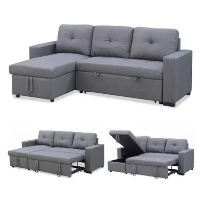 NEWPORT FABRIC CORNER CHAISE SEATER SOFA BED WITH STORAGE LEFT OR RIGHT SIDE