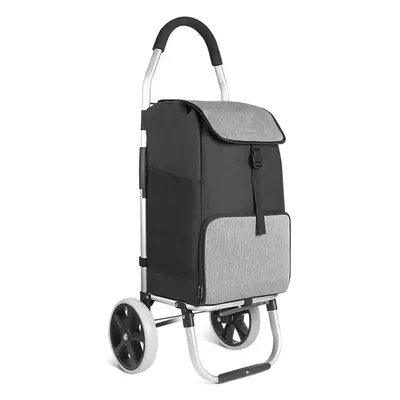 (Black Gray) Shopping trolley lightweight folding shopping cart shopping cart big noisy wheels o