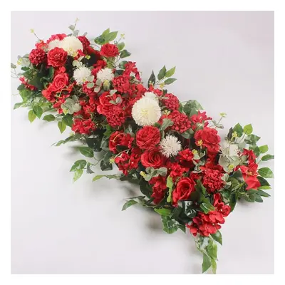 (red, cm) 50/100cm Wedding Flower Wall Arrangement Supplies Silk Artificial Flower Row Decor For