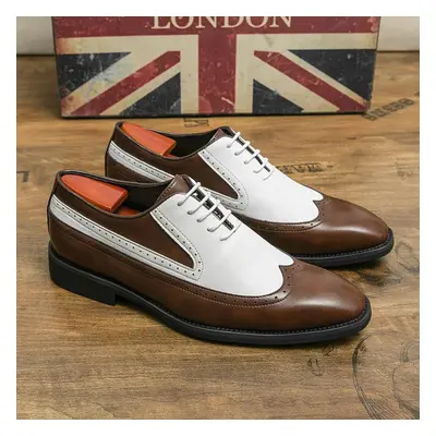 (brown, 41) New Men&apos;s Dress Leather Shoes Luxury Fashion Groom Wedding Shoes Men England St