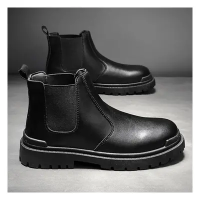 (black, 43) Fashion Mens Chelsea Boots Autumn Spring High-top Platform Retro Work Boots Students