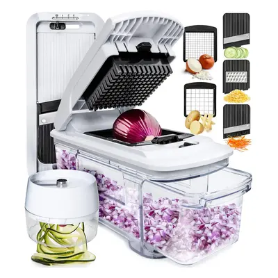 (All-in-1 White) Vegetable Chopper Cutter Mandoline Slicer Cheese Grater - Food Onion Salad Vegg