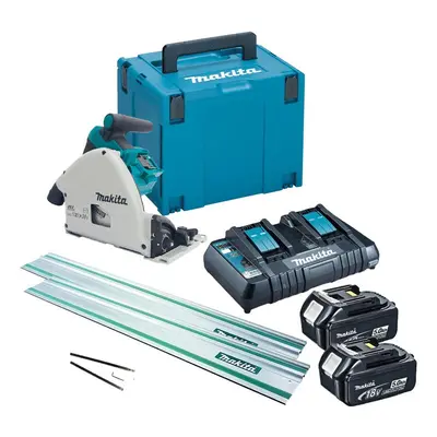 Makita DSP600PT2 36v Twin 18v Brushless Plunge Cut Circular Saw 2x Guide Rails