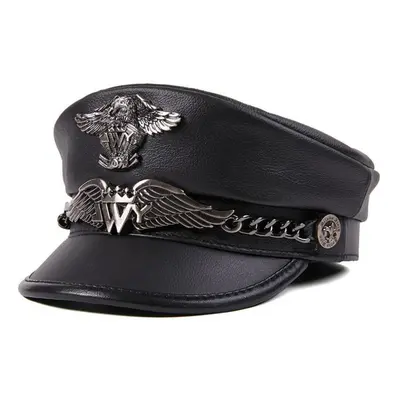 (black, XL(57-58cm)) Vintage Warm Hat Men Women Autumn Winter Flat Military Berets Captain Adjus