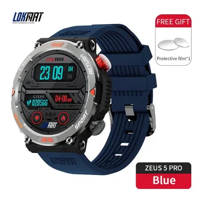 (blue) Lokmat Zeus Pro Flashlight Smart Watch Bluetooth Calls Watch Waterproof Fitness Tracker M