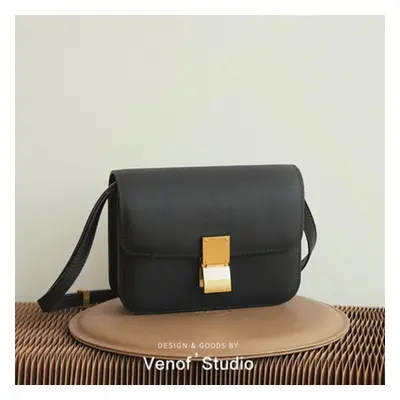 (black, ONE SIZE) Vintage Doufu Bag High Quality Female Leather Shoulder Crossbody Square Messen