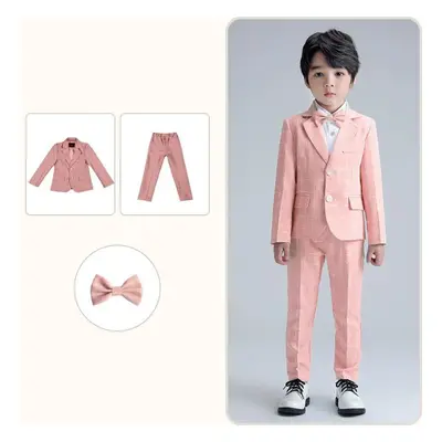 (pink, 90) 3pcs Children&apos;s Dress British Suit Set Flower Children&apos;s Wedding Dress Host