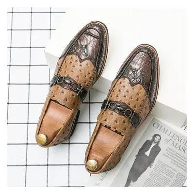 (yellow,brown, 45) New Fashion Men&apos;s Classic Oxfords Business Flats Casual Leather Shoes Dr