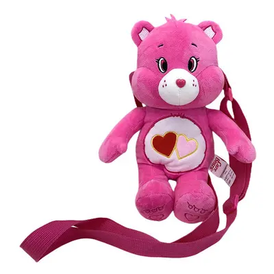 (Pink) Plush Carebears Toy Backpack Rainbow Cartoon Cute Brithday Gift Kids Doll Girls