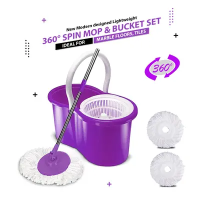 360Â° FLOOR MAGIC SPIN MOP BUCKET SET MICROFIBER ROTATING DRY HEADS WITH HEADS