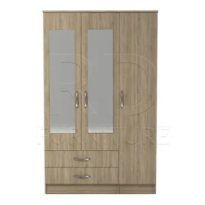 Ready assembled Classic Door Drawer Mirrored Wardrobe Oak