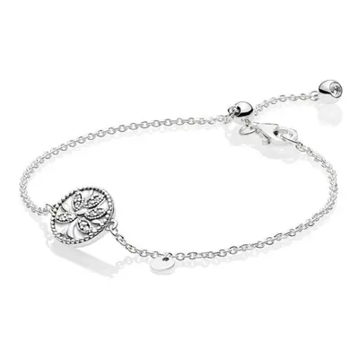 100% Sterling Silver Heart Family Tree Of Life With Crystal Chain Bracelet Fit Europe Bangle Bea