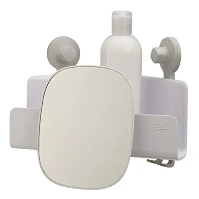 EasyStore Self-Draining Corner Shower Caddy with Mirror - White