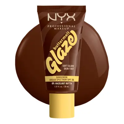 NYX PROFESSIONAL MAKEUP Buttermelt Glaze Soft Glow Skin Tint + SPF 30, Up To 12HR Wear, Hazelnut