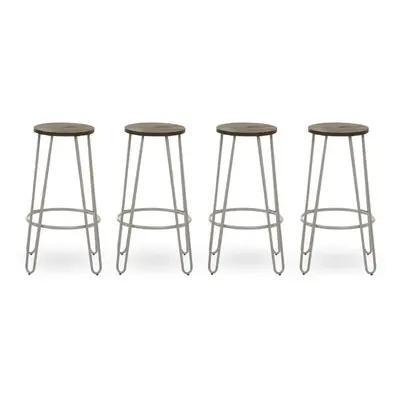 Grey Finish Metal Bar Stool, Hairpin Stool for Kitchen Counter, Versatile Breakfast Stool for Ho