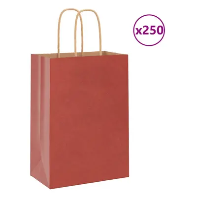 (red, x x cm) vidaXL Paper Bags pcs with Handles Brown 21x11x36 cm Paper Grocery Bag