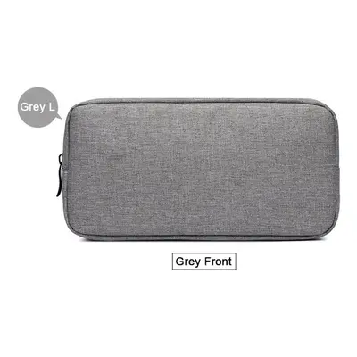 (Grey 23*11.5*5.5cm) Portable Digital Storage Bag Oxford Cloth Three Layers Case Phones Headphon