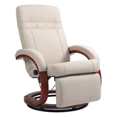 HOMCOM Manual Recliner Swivel Reclining Chair with Footrest Armrests Beige