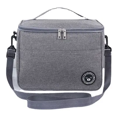 (Grey, 29*20*22cm) Thermal Food Bag Cooler Bag Camping Insulated Lunch Bag With Shoulder Strap P