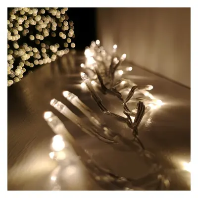 Premier 12.4m Multi Action Warm White LED Cluster Christmas Lights with Timer