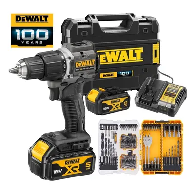 Dewalt DCD100P2T Black 18v XR Brushless Compact Combi Hammer Drill + 100PC Set