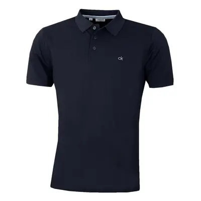 (XL, Navy) Calvin Klein Mens Campus Button Light Ribbed Collar Golf Polo Shirt