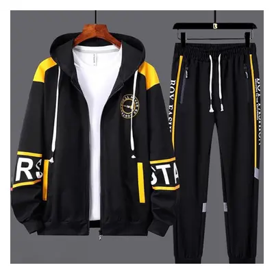 (orange, XXL) Men Tracksuits Piece Sweat Suits Mens Zipper Cardigan Printing Sweatshirts Sweatpa