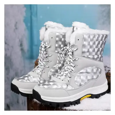 (grey, 38) Tuinanle Snow Boots Plush Warm Ankle Boots For Women Winter Shoes Waterproof Boots