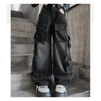 (black, 160) Trendy And Cool Street Girls&apos; Pants, Children&apos;s Street Dance Denim Work P