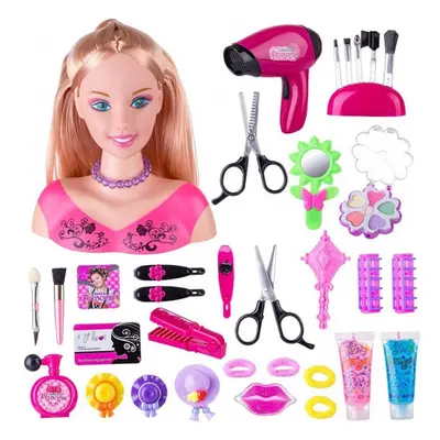 (5805) 35pcs/set Kids Hairdressing Makeup Doll Half-length Doll Set Toys Real Hair Stylist Toys 